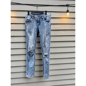 Empyre Jeans Mens Size 30 Blue Distressed Skinny Denim Light Wash